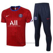 Ensemble Survetement Paris Saint-Germain Manche Courte 2020-2021 Rouge